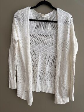 Roxy Cream Open-Knit Cardigan Sweater